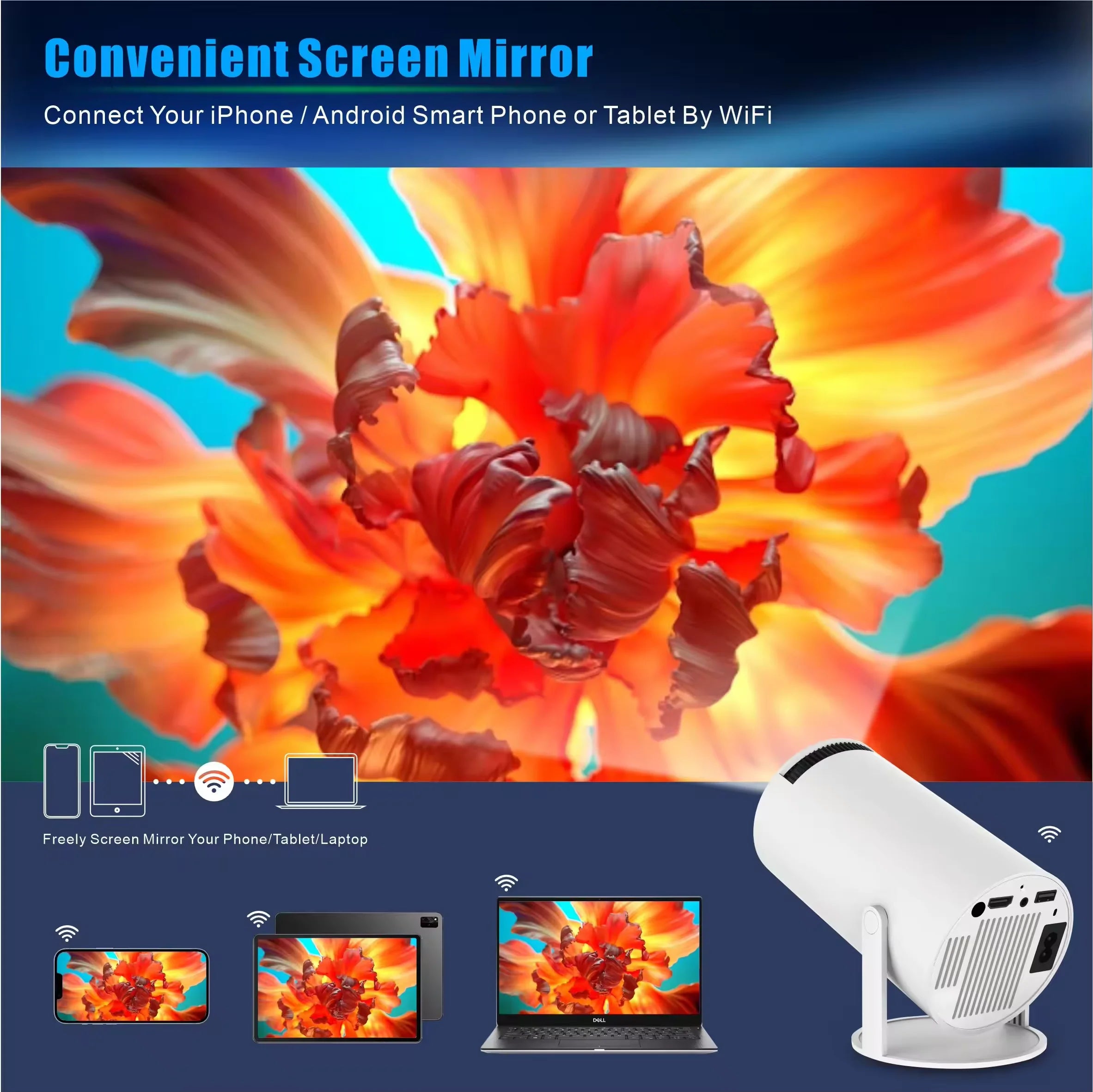 HY300 Pro Portable Mini Projector 1080P HD
