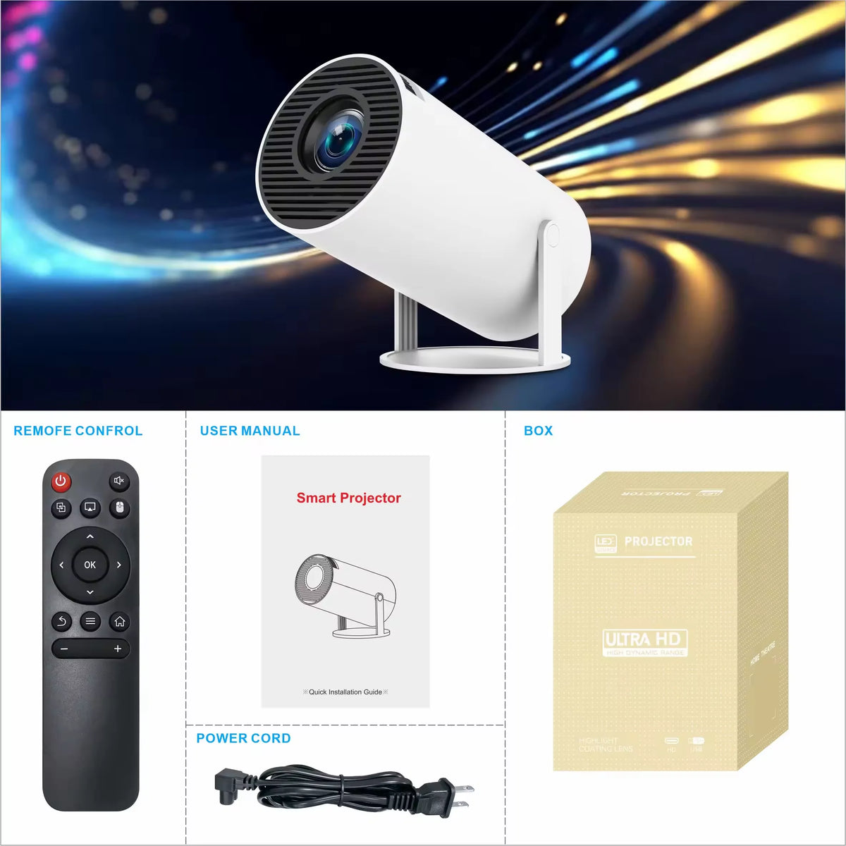 HY300 Pro Portable Mini Projector 1080P HD